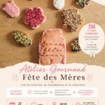 Affiche atelier gourmand fête des mères au Comptoir Saint-Vincent Cormicy – biscuits personnalisés et bouquet fleurs gourmand – 27 mai 2026